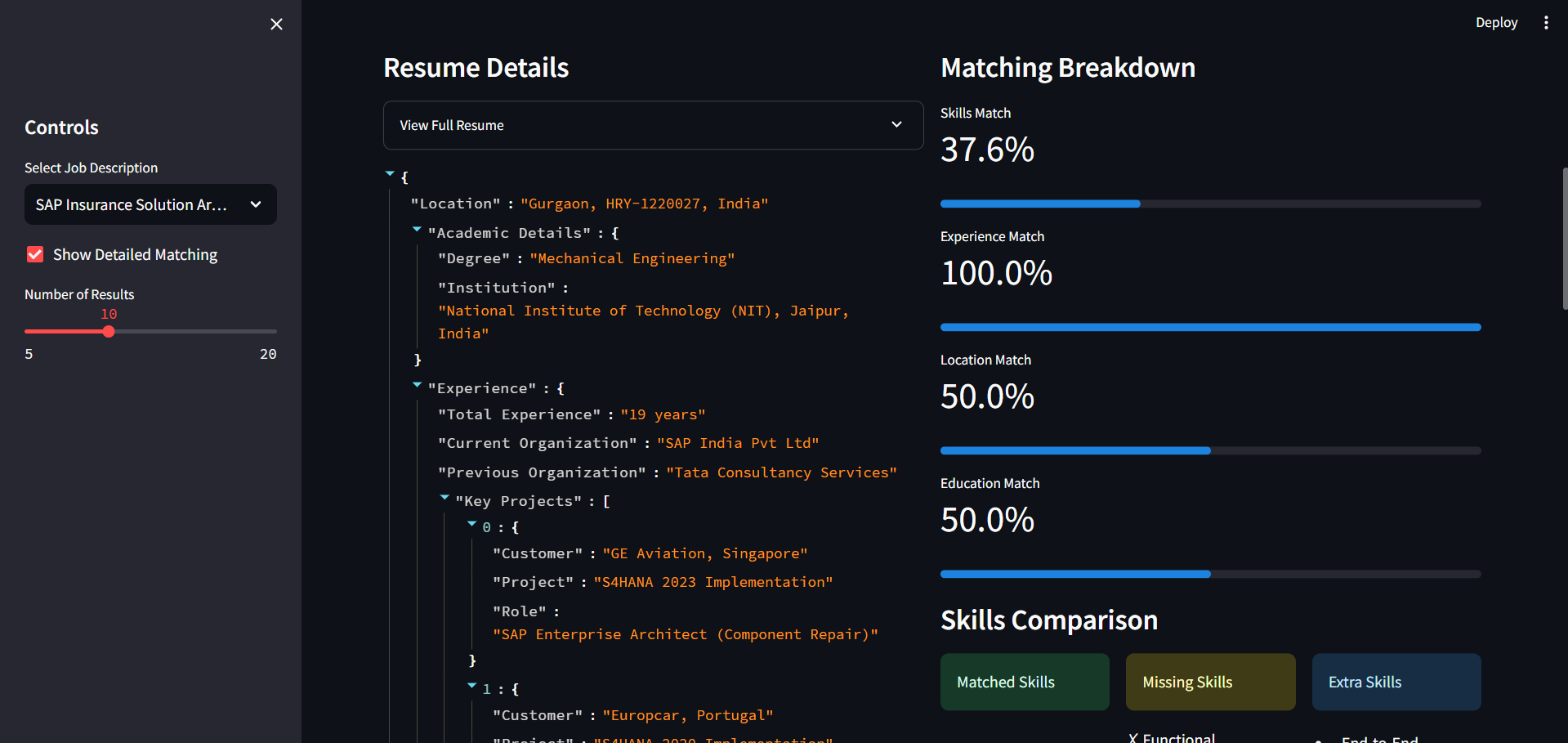 AI-Powered Resume Matching System